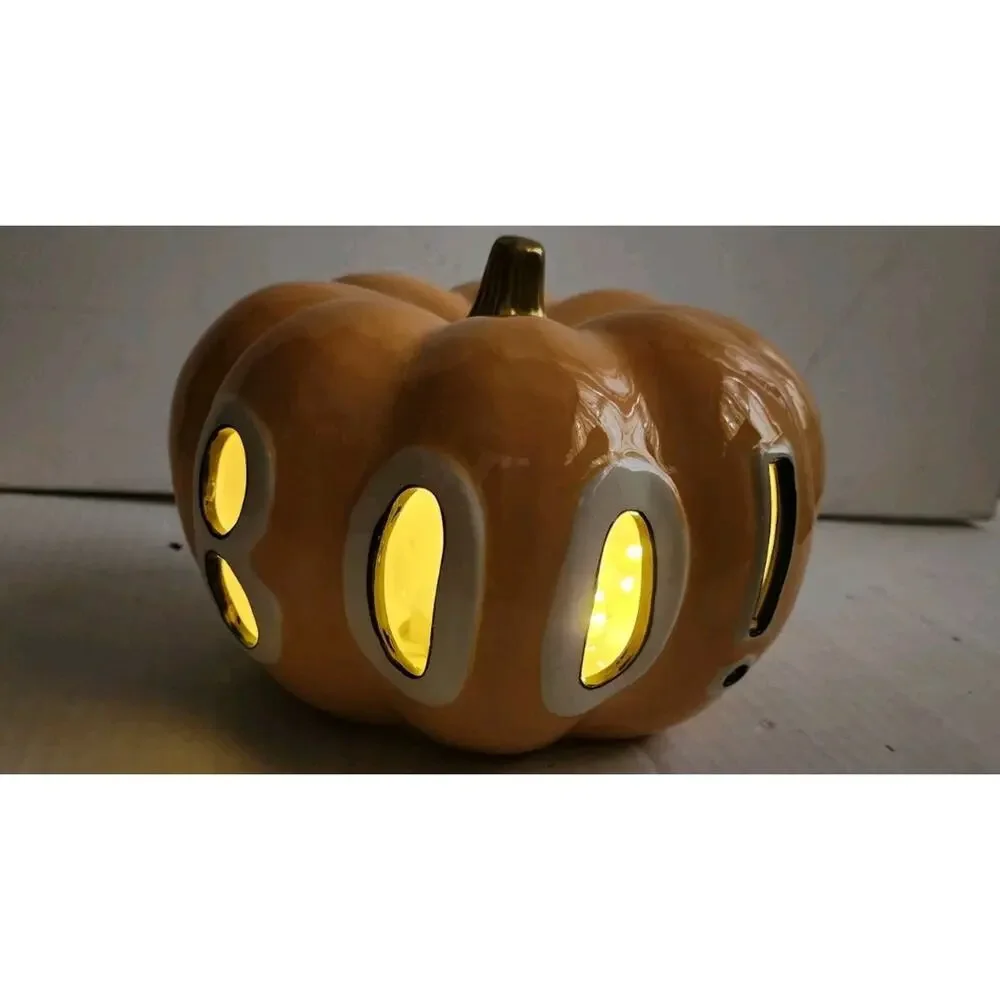 Target Halloween Playground pre-lit ceramic pumpkin BOO ! 2021 Discontinued